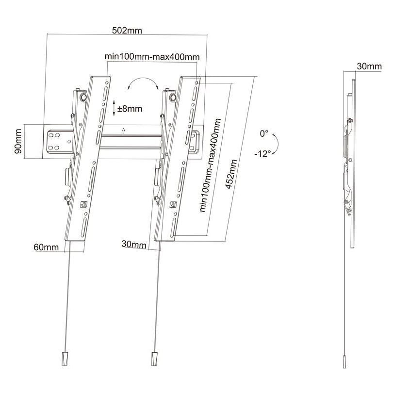 Multibrackets M VESA Wallmount Super Slim Tilt 400 MAX