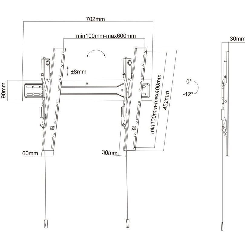 Multibrackets M VESA Wallmount Super Slim Tilt 600 MAX