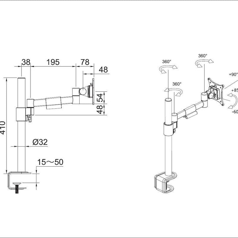 Multibrackets M VESA Deskmount Officeline Single I Black