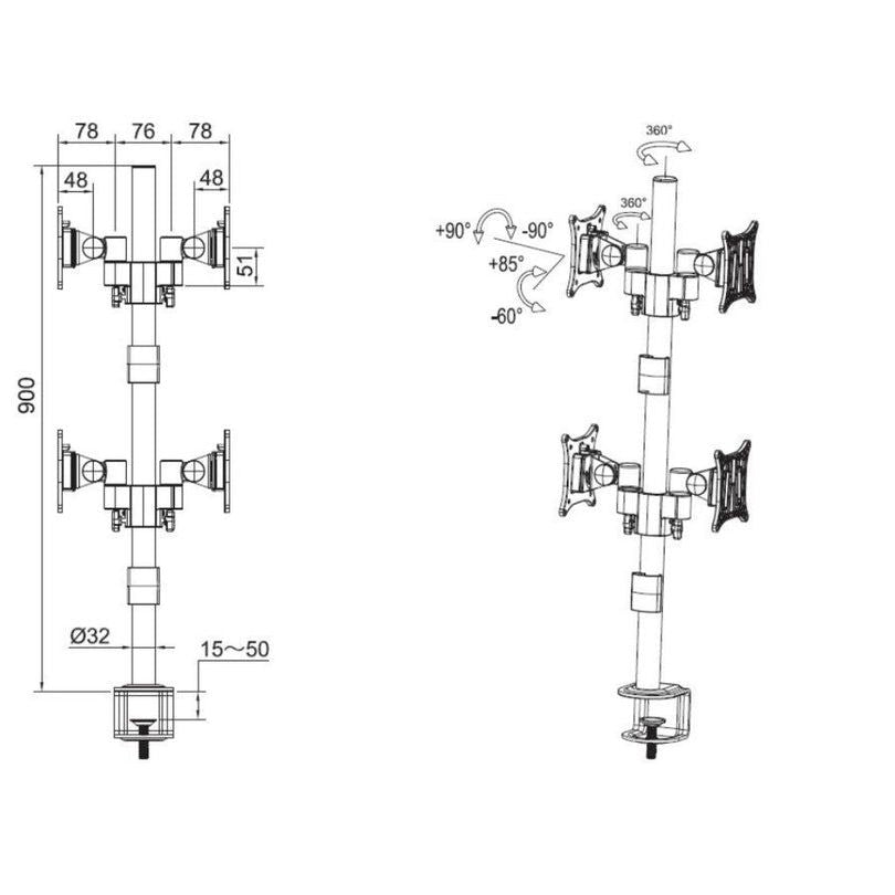 Multibrackets M VESA Deskmount Officeline Quad B2B Black
