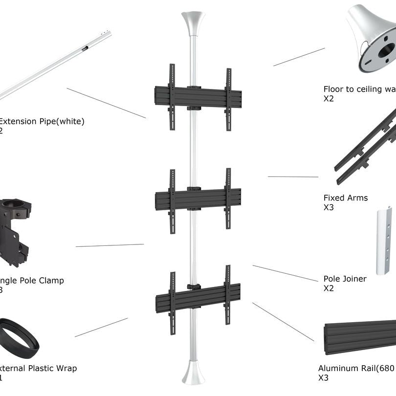 Multibrackets M Floor to Ceiling Mount Pro MBFC3U Chrome