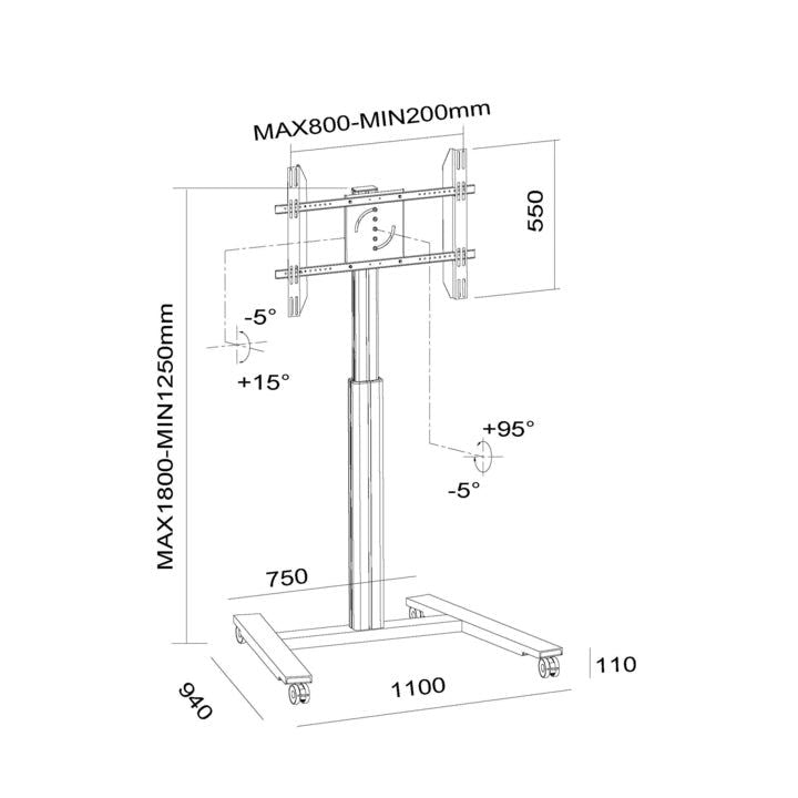 Multibrackets M Motorized Display Stand Wheelbase Silver