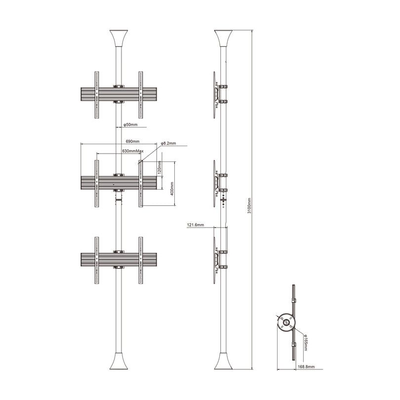 Multibrackets M Floor to Ceiling Mount Pro MBFC3U Brass