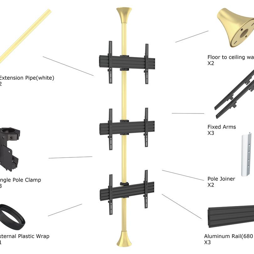 Multibrackets M Floor to Ceiling Mount Pro MBFC3U Brass