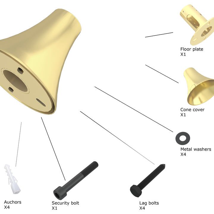 Multibrackets M Pro Series - Floor To Ceiling Wall Plate Brass