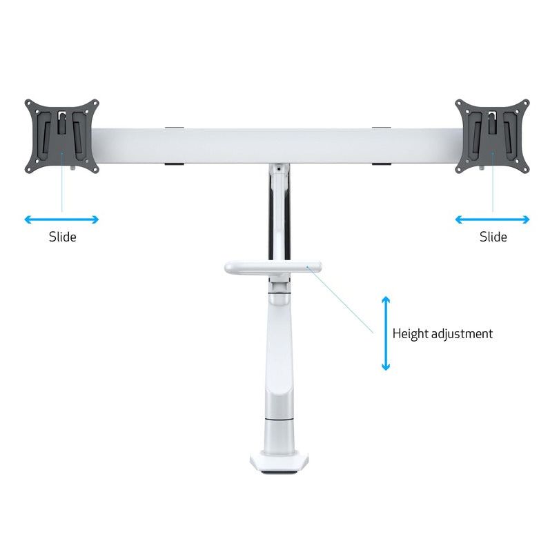 Multibrackets M VESA Gas Lift Arm w. Duo Crossbar 2 White