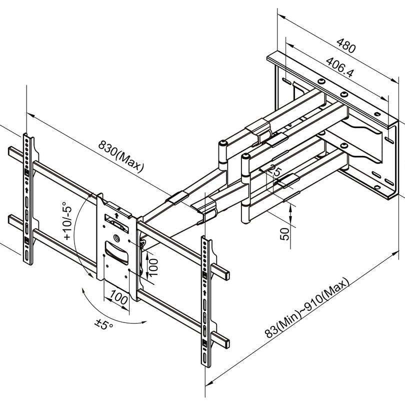 Multibrackets M Universal Long Reach Arm 910mm HD, Dual