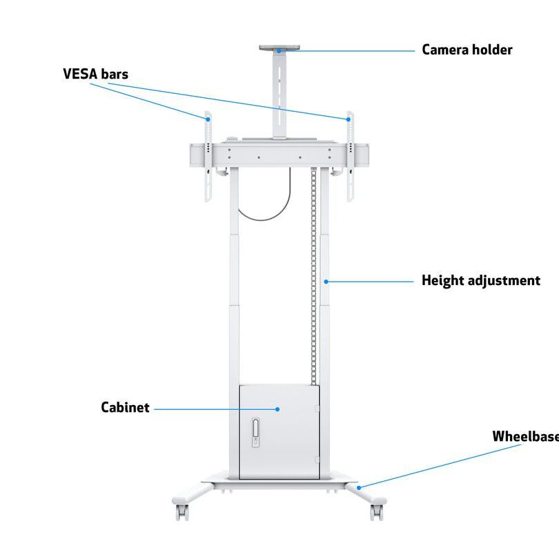 Multibrackets M Motorized Floorstand Incl cabinet & camerashelf 120kg White