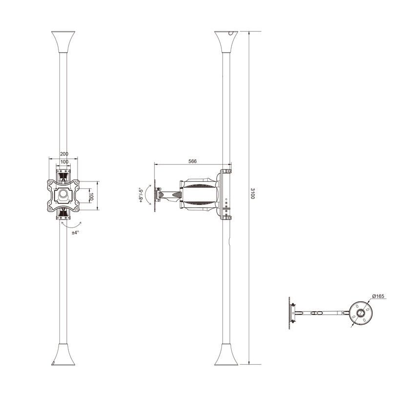 Multibrackets M Floor to Ceiling Mount Pro MBFC1F, VESA200