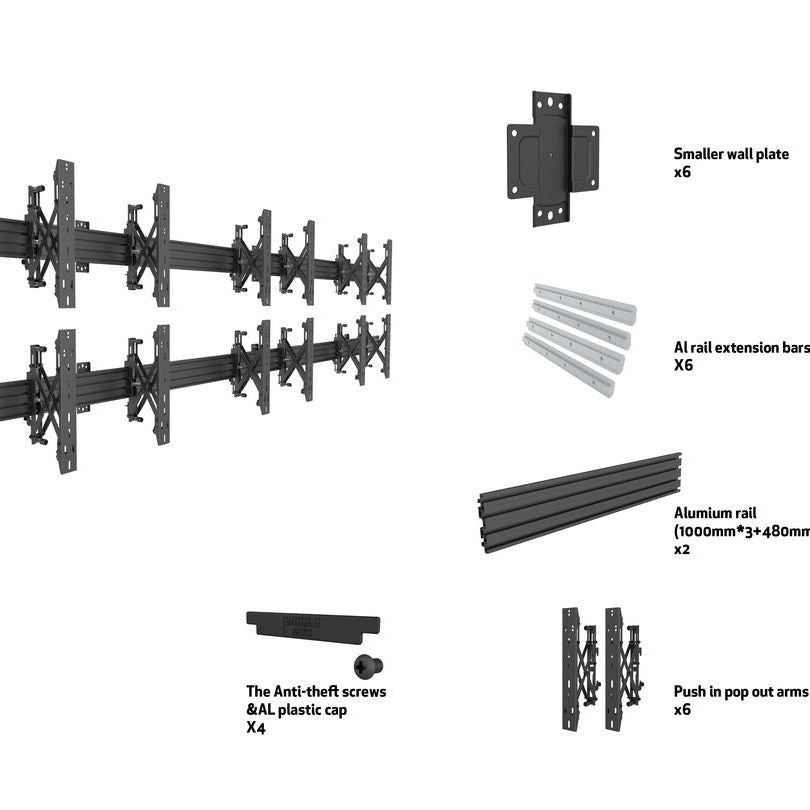 Multibrackets M Wallmount Pro MBW3x2U Push In Pop Out Black