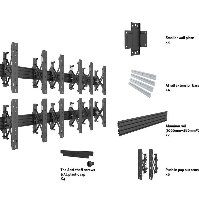 Multibrackets M Wallmount Pro MBW3x2UP Push In Pop Out Black
