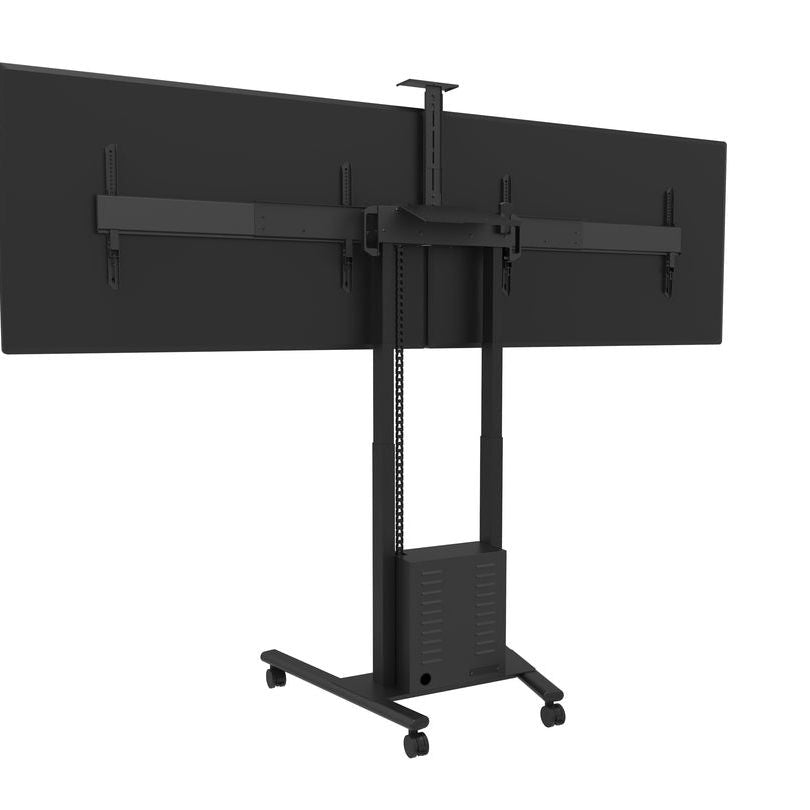 Multibrackets M Motorized Floorstand Dual Screen incl cabinet & cam-shelf 120kg