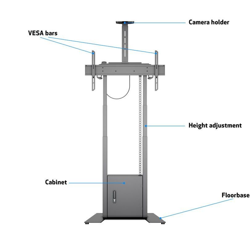 Multibrackets M Motorized Floorbase Incl cabinet & camerashelf 120kg Black