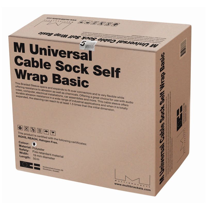 Multibrackets M Universal Cable Sock Self Wrap Basic 19mm Black 50m