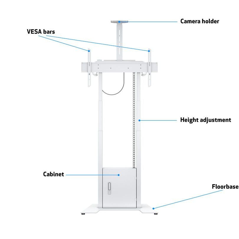 Multibrackets M Motorized Floorbase Incl cabinet & camerashelf 120kg White