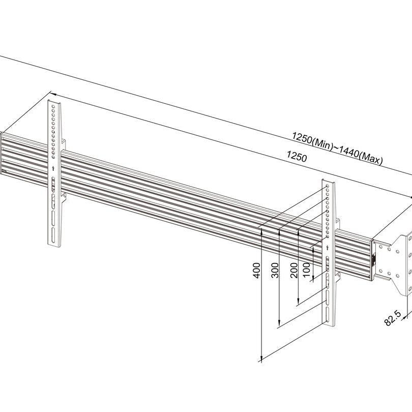 Multibrackets M Wallmount Pro MBWW1U Fixed Black, 125cm