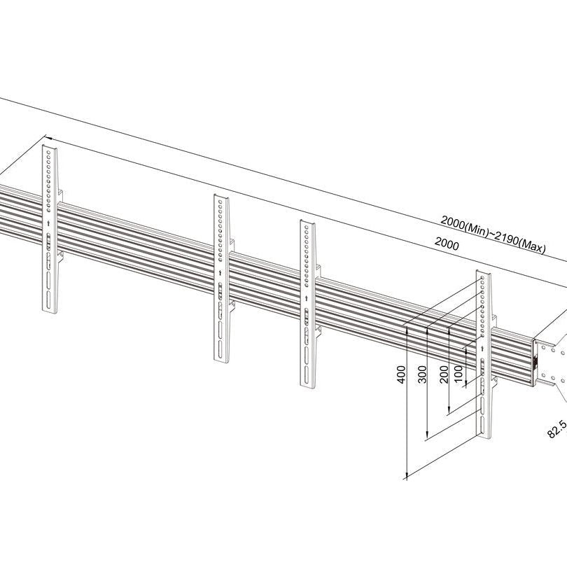 Multibrackets M Wallmount Pro MBWW2U Fixed Black, 200cm