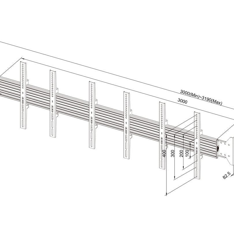 Multibrackets M Wallmount Pro MBWW3U Fixed Black, 300cm