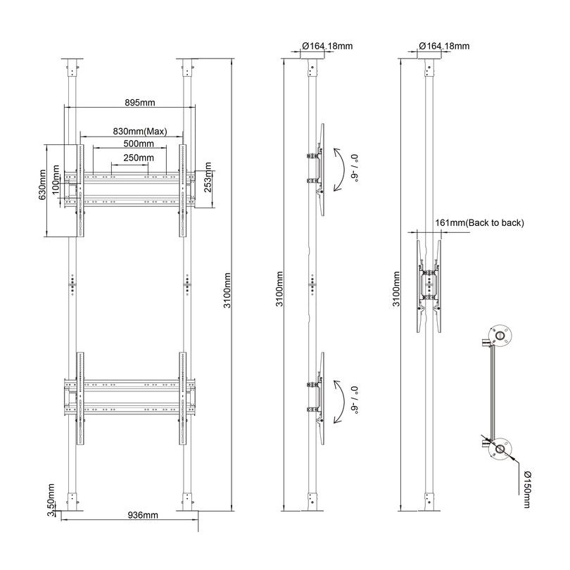 Multibrackets M Floor to Ceiling Mount Pro MBFC2P2UHD