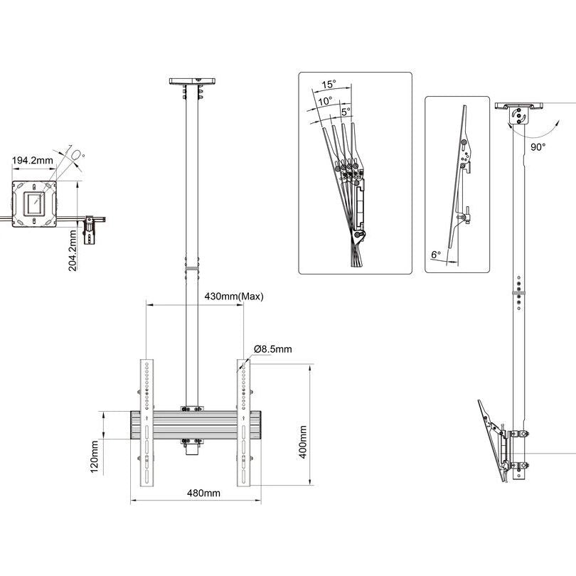 Multibrackets M Ceiling Mount Pro MBC1U VESA 400