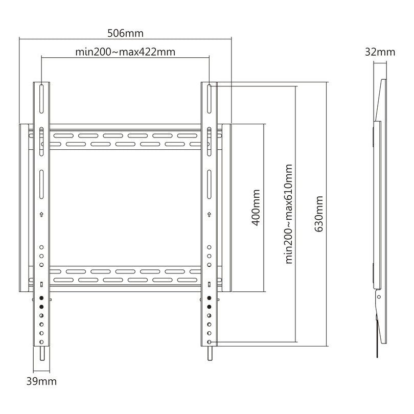 Multibrackets M Universal Wallmount HD Portrait 100kg 400x600