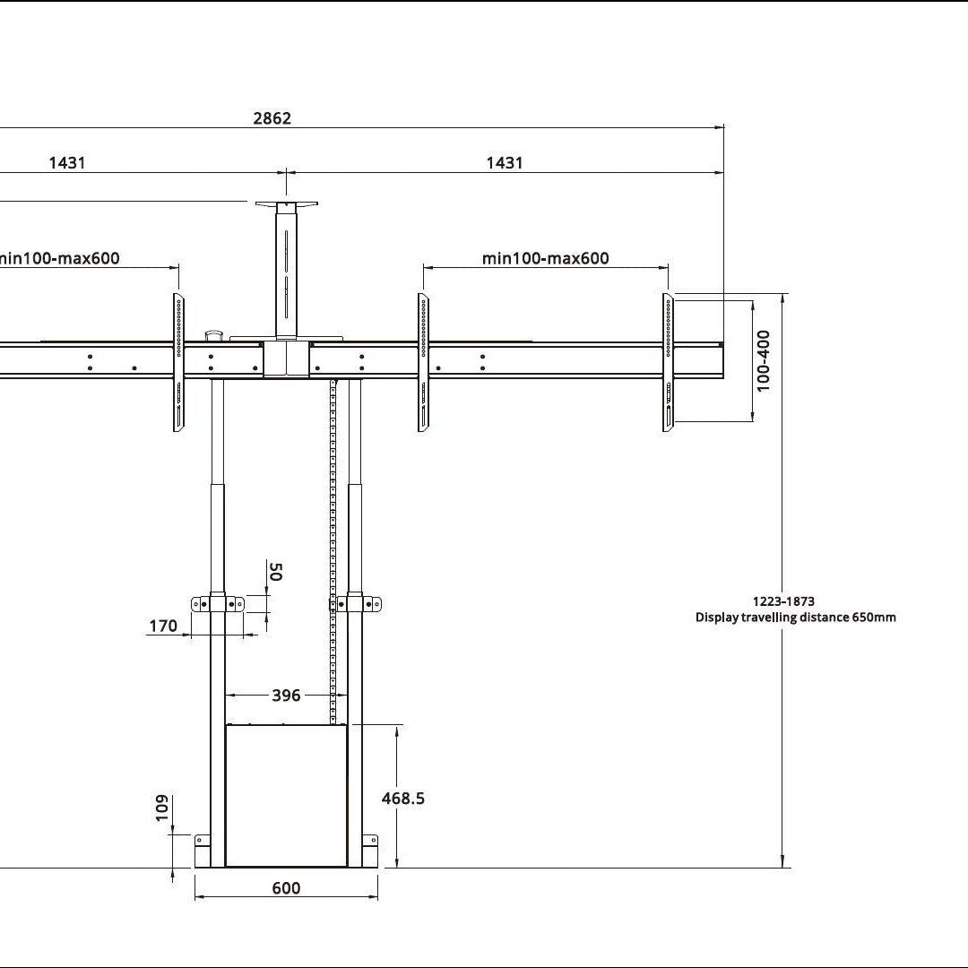 Multibrackets M Motorized Floormount Dual Screen incl cabinet & cam-shelf 120kg