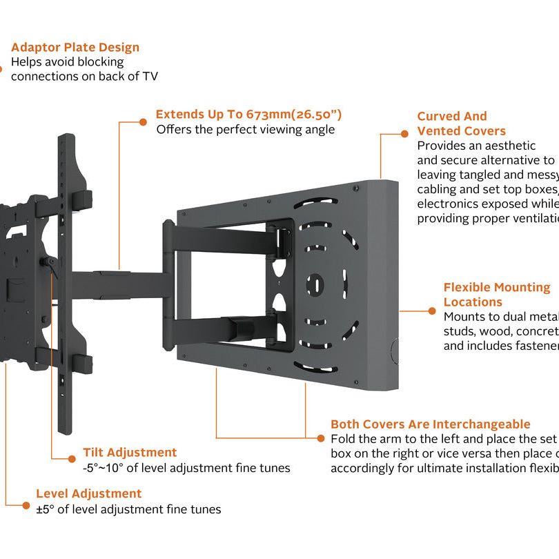 Multibrackets M Hospitality Flexarm with STB Enclosure Black