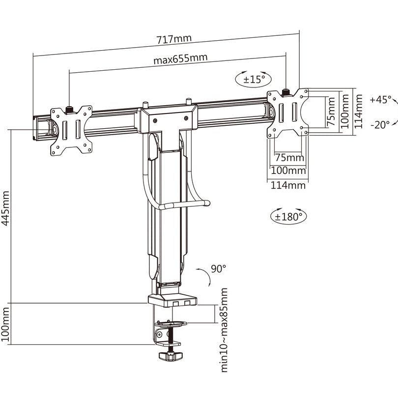 Multibrackets M Deskmount Slim Basic Dual