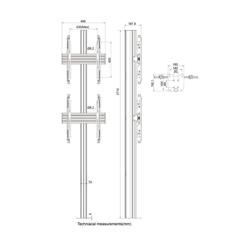 Multibrackets M Floormount Column Pro MBFC2U 270 Micro Adjustable