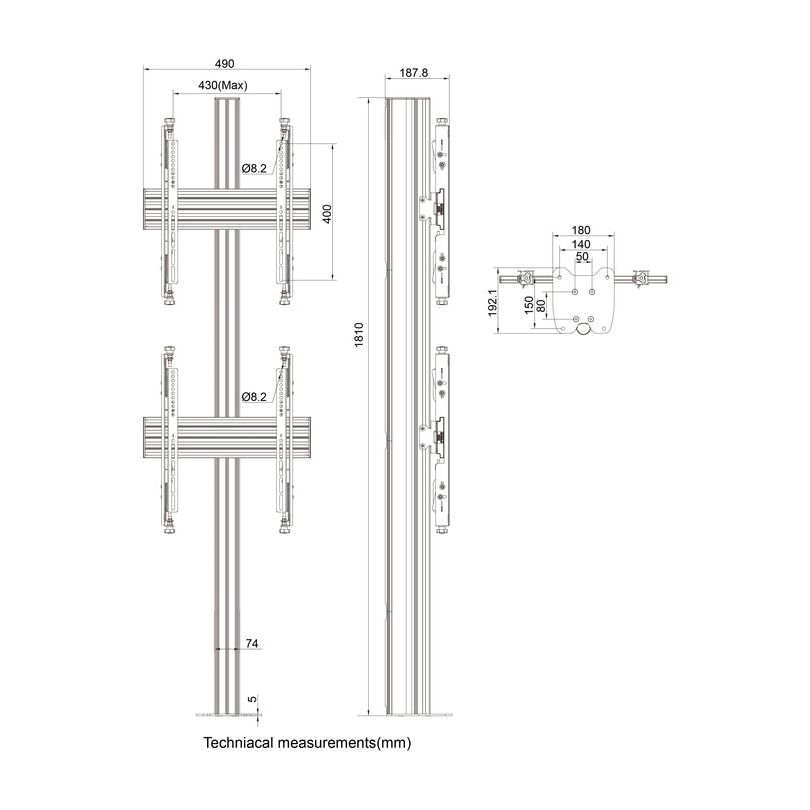 Multibrackets M Floormount Column Pro MBFC2U 180 Micro Adjustable
