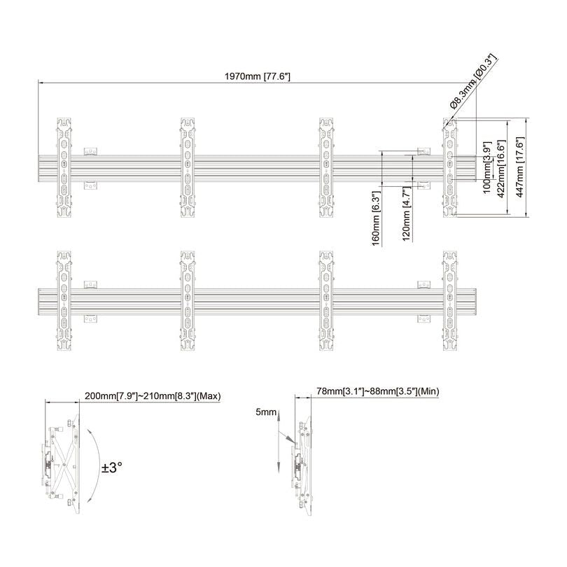 Multibrackets M Wallmount Pro MBW2Ux2 Push In Pop Out Black