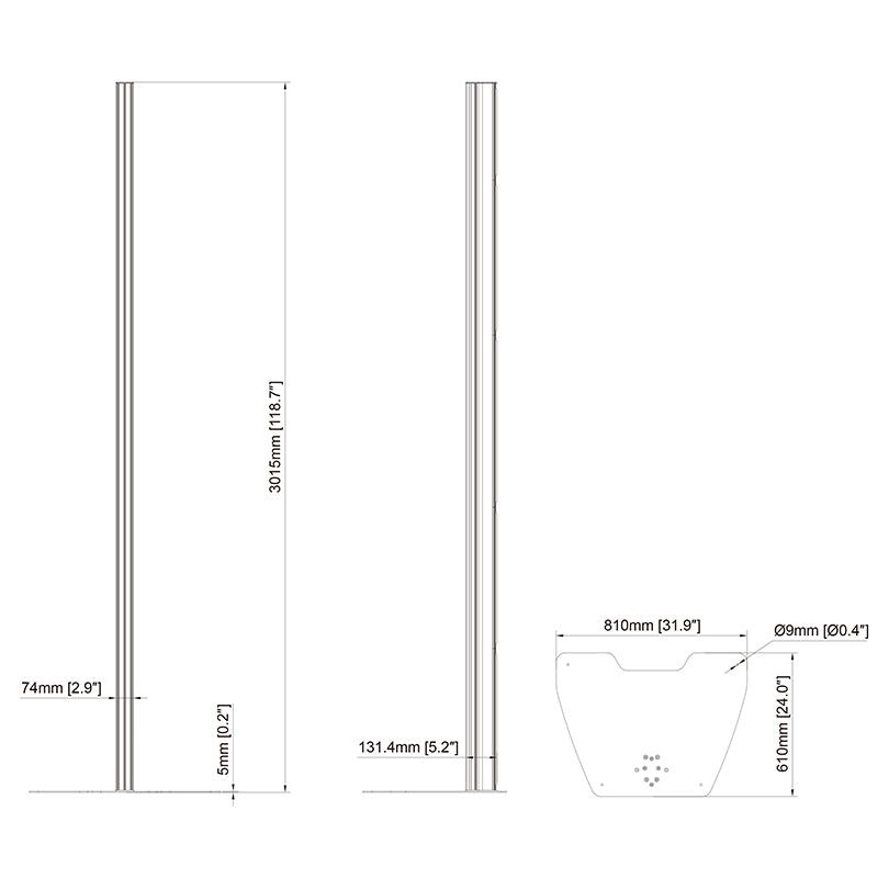 Multibrackets Pro Series - Large Floorplate + column 300cm