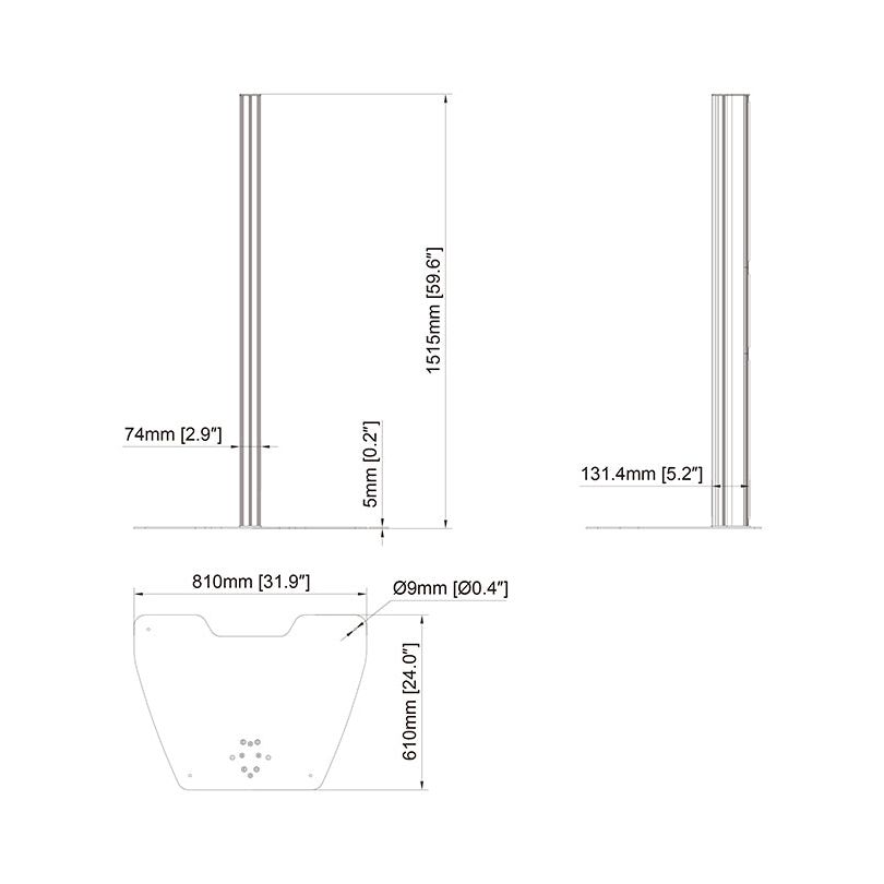 Multibrackets Pro Series - Large Floorplate + column 150cm