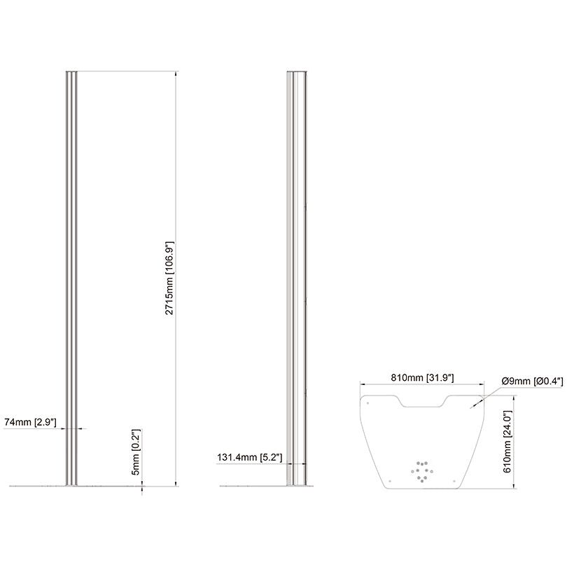 Multibrackets Pro Series - Large Floorplate + column 270cm
