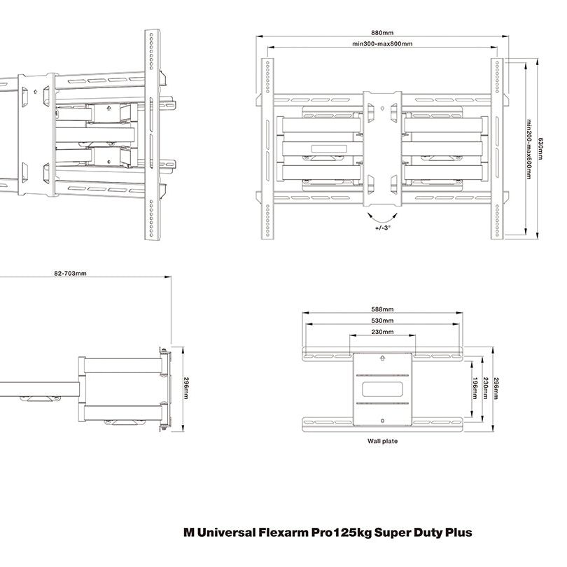 Multibrackets M Universal Flexarm Pro 125kg Super Duty Plus