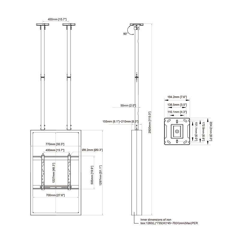 Multibrackets M Pro Series Enclosure Ceiling Mount B2B 55" Medium White