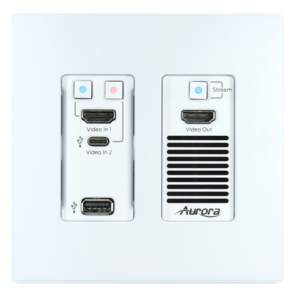Aurora Multimedia VPX-TC1-WP2-Pro-W 4K60 4:4:4 1Gbps AV over IP Wall Plate Transceiver - White