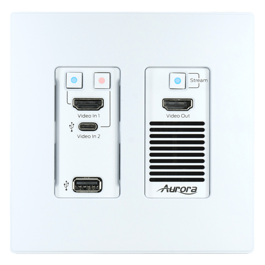 Aurora Multimedia VPX-TC1-WP2-Pro-W 4K60 4:4:4 1Gbps AV over IP Wall Plate Transceiver - White