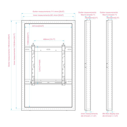Multibrackets M Pro Series Enclosure 50" Wall Slim Medium White