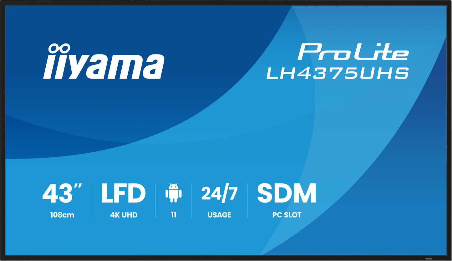 iiyama ProLite LH4375UHS-B2AG 43" 4K UHD 24/7 Digital Signage Display with Wi-Fi 500 cd/m² Android 11