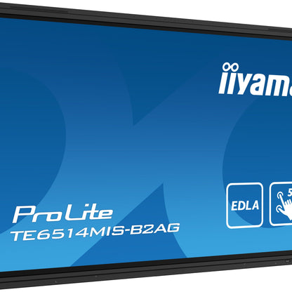 iiyama PROLITE TE6514MIS-B2AG Digital signage flat panel 165.1 cm (65") LCD Wi-Fi 435 cd/m² 4K Ultra HD Black Touchscreen Built-in processor Android 24/7