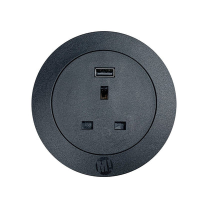 Metalicon S1-1P1C Solo In Desk Module - 1 Mains Power, 1 USB-A