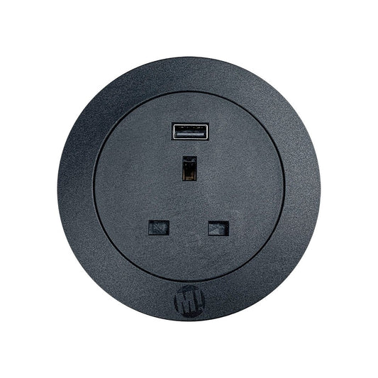 Metalicon S1-1P1C Solo In Desk Module - 1 Mains Power, 1 USB-A