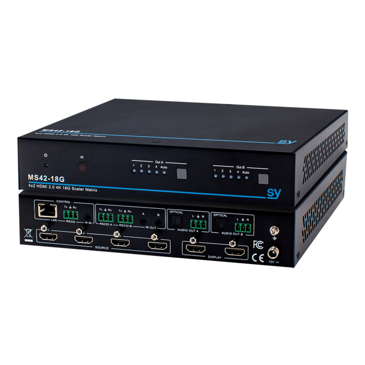 SY 4×2 HDMI 2.0 18G Scaler Matrix Switcher – 4K60 4:4:4