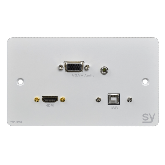SY WP-HV-BW – HDMI + VGA + Audio Single Gang Wall Input Plate (UK White)