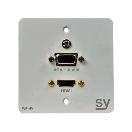 SY WP-HV-EW – Euro HDMI + VGA Single Gang Wall Input Plate (EU White)