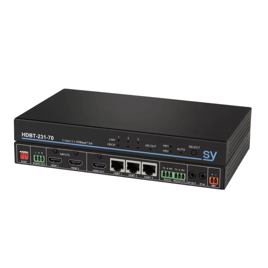 SY Slim70 Pro. Ultra Slim PRO HDBaseT 70m Extender set ,  Audio de-embedder (TX), 2x Bi-directional RS232