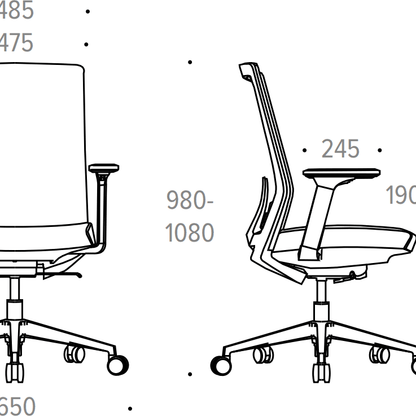 Formetiq B/TV4A/BB-G0 Veneto Task Chair with 3D Adjustable Padded Arms