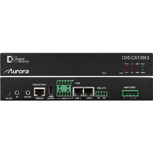 Aurora Multimedia DXE-CAT-RX3 HDBaseT Receiver w/Dual Relay & Audio