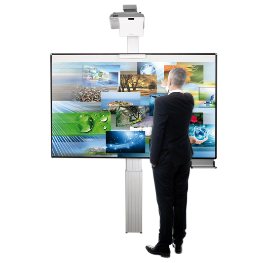 Conen EEBT1813PO Whiteboard Deluxe 130 Board For Different Finger-operated Projectors Electric Height Adjustable, For Mounting On Massive Walls, With Floor Plate
